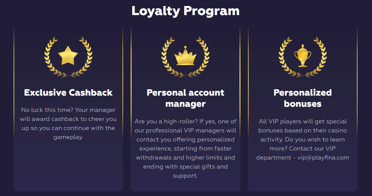 Playfina Casino VIP Program